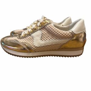 Dolce Vita Gold Metallic Mesh Retro Sneakers Size 8 NWOB